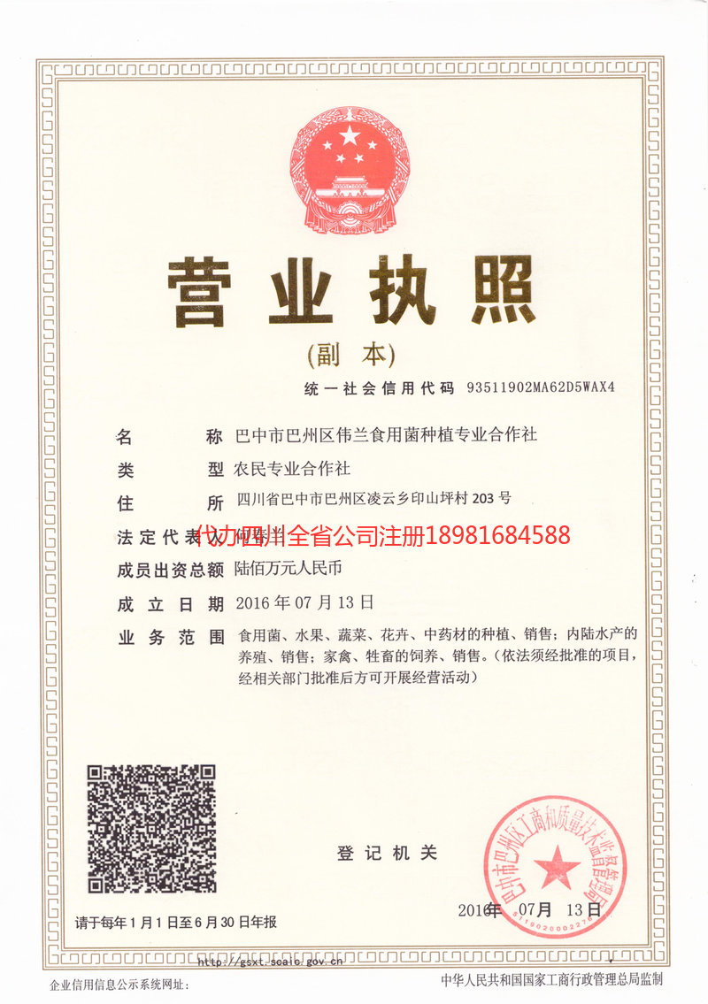 临清临清伟兰食用菌种植专业合作社